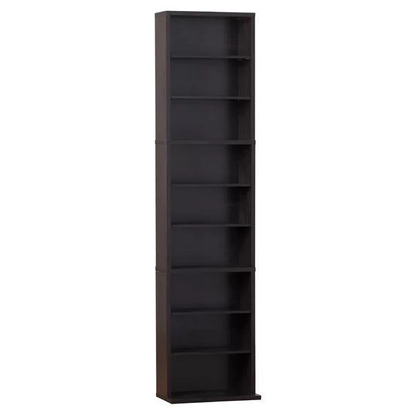 Espresso Multimedia Storage Tower Six Adjustable Shelves and Three Fixed Shelves