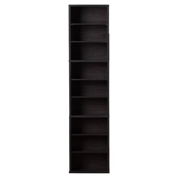 Espresso Multimedia Storage Tower Six Adjustable Shelves and Three Fixed Shelves