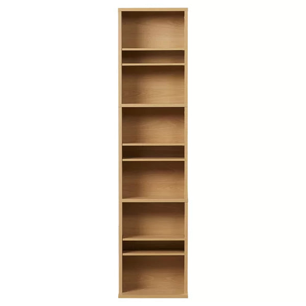 Maple Multimedia Storage Tower Six Adjustable Shelves and Three Fixed Shelves