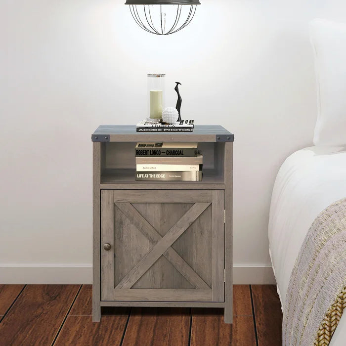 Washed Oak Mumtaz 24'' Tall 1 Drawer Nightstand Crafted of Premium Manufactured Wood