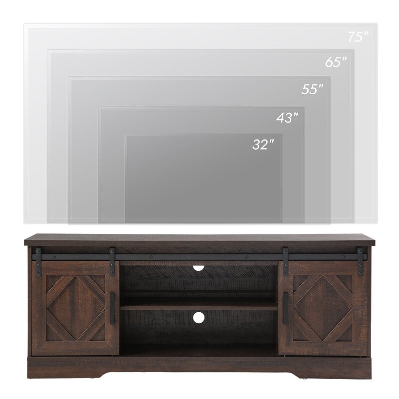 TV Stand for TVs up to 65" Sliding Barn Door TV Stand for 65 Inch Flat Screen, Media Console Table Storage Cabinet in Rustic Gray Wash