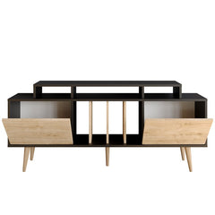 Black Sapphire Oak Musser TV Stand for TVs up to 70" 7 Cabinets and 4 Open Shelves