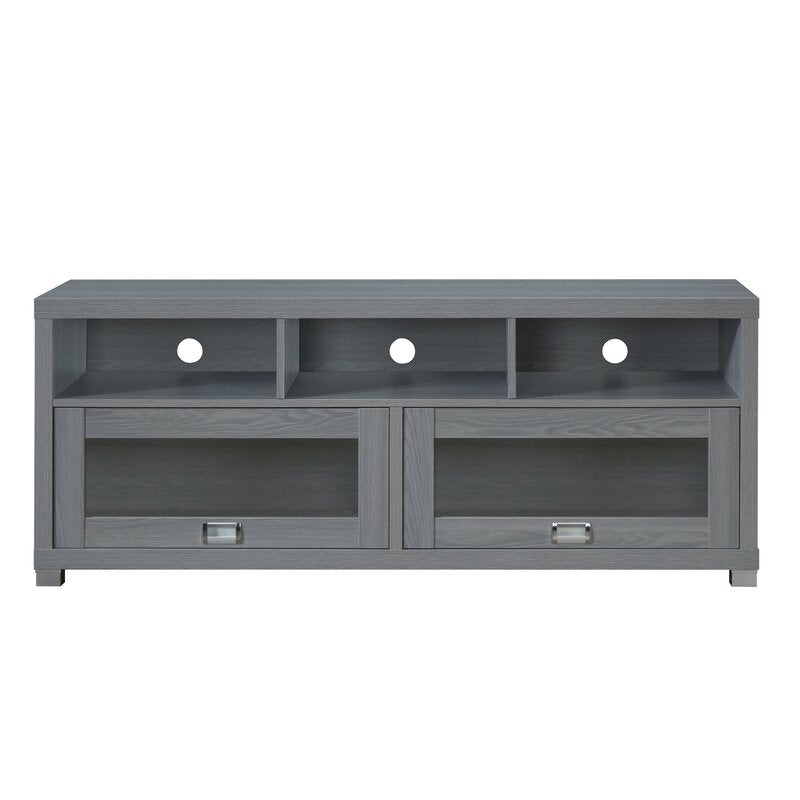 Gray Mutchler TV Stand for TVs up to 65" Two Glass Doors with Storage Space