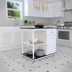 Muxlow 38'' Wide Rolling Kitchen Cart Offers Plenty of Space Classic Style