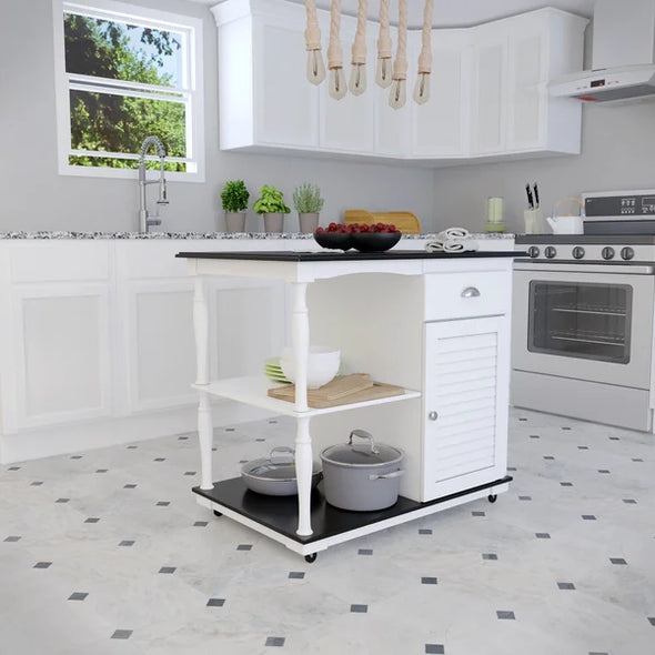 Muxlow 38'' Wide Rolling Kitchen Cart Offers Plenty of Space Classic Style