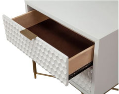 White Pearl Wood Modern & Contemporary 2-Drawer Nightstand Perfect for Any Room