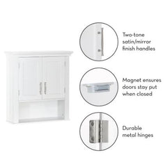Two-Door Wall Cabinet, White Create More Space for Organizing your Bathroom Essentials