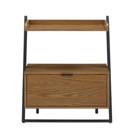 Two-Tone Black & Oak finish Nightstand Modern - 1-Drawer with 1 Shelf Perfect for Any Room