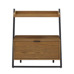 Two-Tone Black & Oak finish Nightstand Modern - 1-Drawer with 1 Shelf Perfect for Any Room