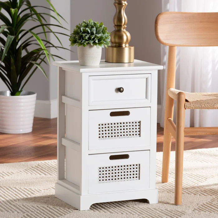 Nadeem 22.8'' Tall 3 - Drawer Solid Wood Nightstand in White