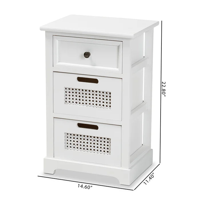 Nadeem 22.8'' Tall 3 - Drawer Solid Wood Nightstand in White