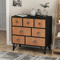 Black Naima 29.9'' Tall 7 - Drawer Accent Chest 3 Different Drawer Sizes