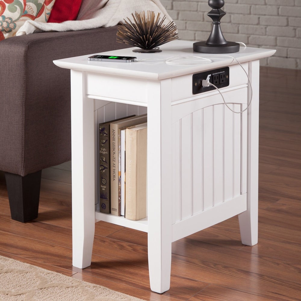 White Solid Wood Side Table This Vintage Cottage Style Side Table Features A Crisp, White Finish that Will Give Off A Classic, Clean Vibe