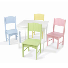 Pastel Nantucket Kids 5 Piece Square Play Activity Table and Chair Set