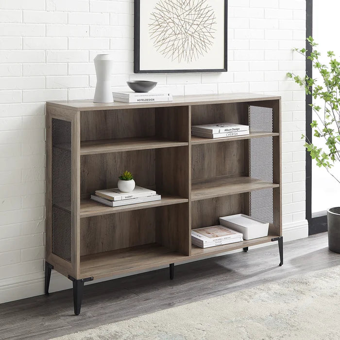 Gray Wash Nazarene 40'' H x 52'' W Standard Bookcase Adjustable Shelves