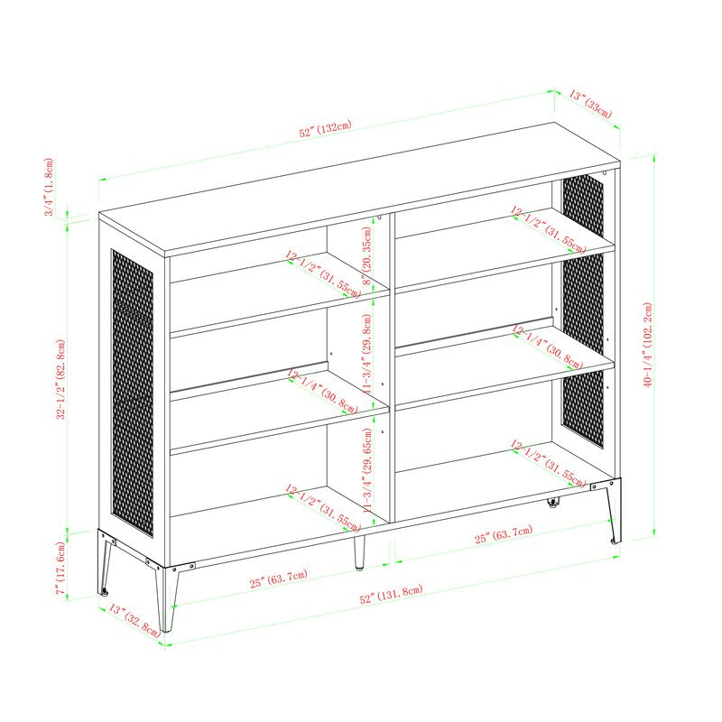 1 Rustic Oak Nazarene 40'' H x 52'' W Standard Bookcase