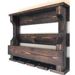 Neema 5 Bottle Solid Wood Wall Mounted Wine Bottle & Glass Rack