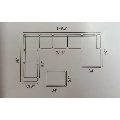 Nelms 149.5" Wide Right Hand Facing Corner Sectional with Ottoman