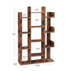54.99'' H x 33.78'' W Wood Geometric Bookcase Tree-Shaped Shelf Perfect for Organize