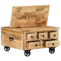 Solid Wood Neve Wheel Coffee Table with Storage Plenty Storage Space