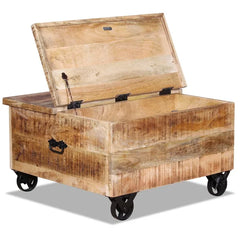 Solid Wood Neve Wheel Coffee Table with Storage Plenty Storage Space