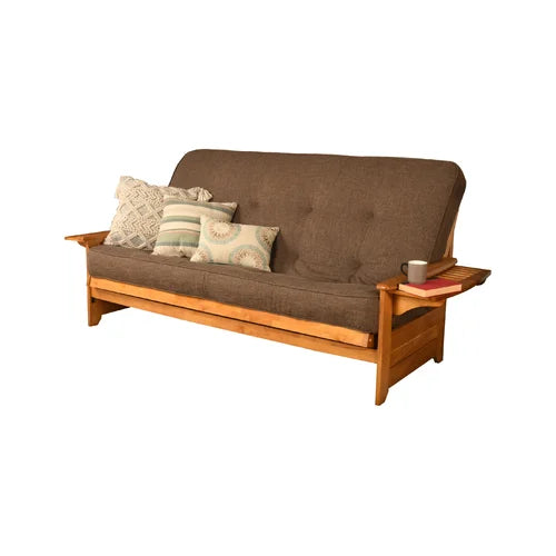 Linen Cocoa Nevil Queen 87'' Wide Loose Back Futon And Mattress