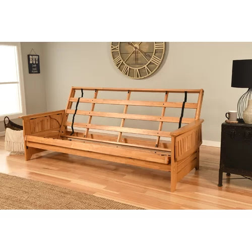 Linen Cocoa Nevil Queen 87'' Wide Loose Back Futon And Mattress