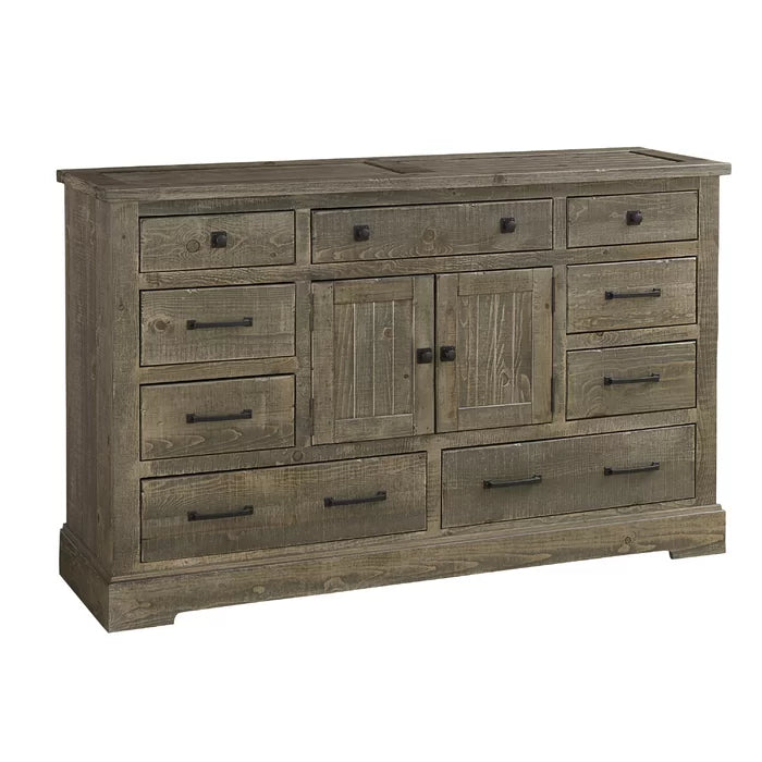 Newtowne 9 Drawer 66'' W Combo Dresser with Mirror Distressed Finish