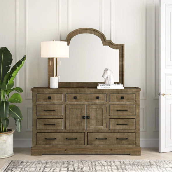 Newtowne 9 Drawer 66'' W Combo Dresser with Mirror Distressed Finish