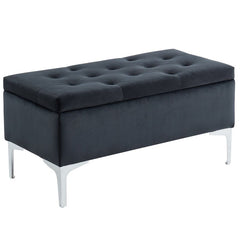 Black Neymar Upholstered Storage Bench Contemporary Bench with Deep Storage