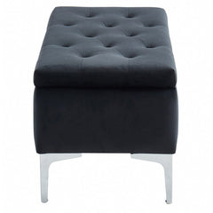 Black Neymar Upholstered Storage Bench Contemporary Bench with Deep Storage