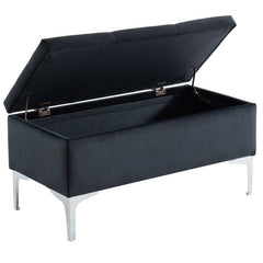 Black Neymar Upholstered Storage Bench Contemporary Bench with Deep Storage