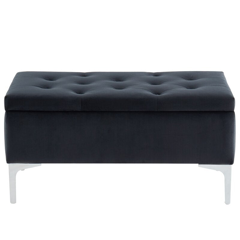 Black Neymar Upholstered Storage Bench Contemporary Bench with Deep Storage