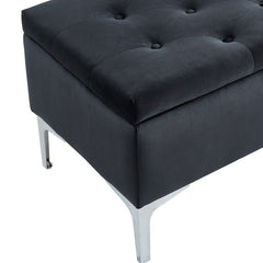 Black Neymar Upholstered Storage Bench Contemporary Bench with Deep Storage