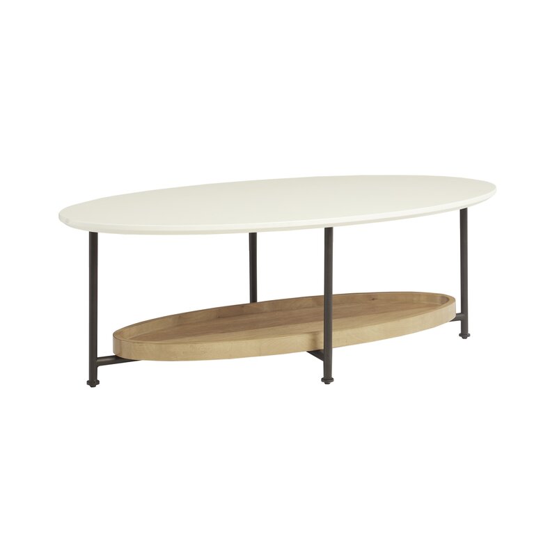 Nicia 4 Legs Coffee Table with Storage Lower Natural Shelf Flaunting an Eye Catching Design