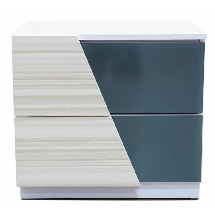 Nikhat 20'' Tall 2 - Drawer Nightstand in White And Gray