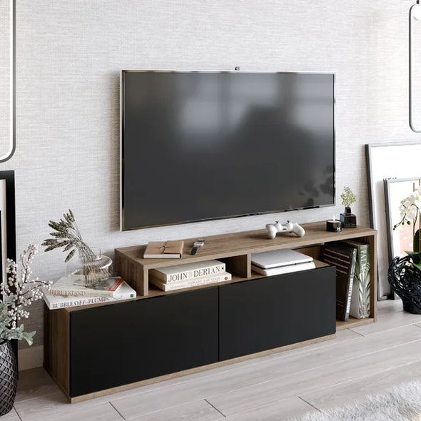 Walnut/Black Niklas TV Stand for TVs up to 49" Perfect for Living Room