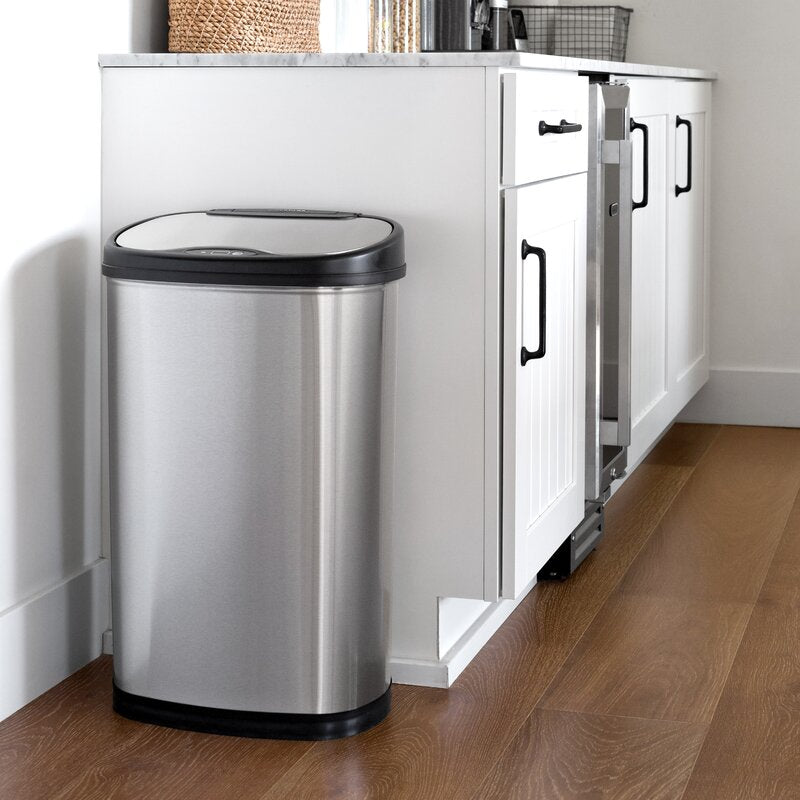 Nine Stars Stainless Steel 13.2 Gallon Motion Sensor ABS Plastic Trash Can