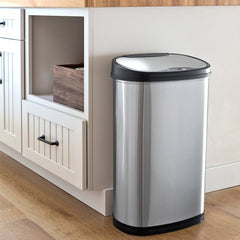 Nine Stars Stainless Steel 13.2 Gallon Motion Sensor ABS Plastic Trash Can