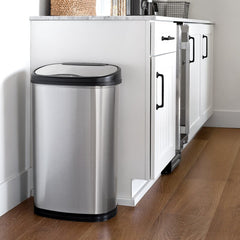 Nine Stars Stainless Steel 13.2 Gallon Motion Sensor ABS Plastic Trash Can