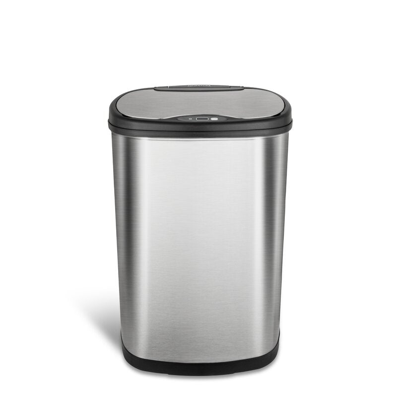 Nine Stars Stainless Steel 13.2 Gallon Motion Sensor ABS Plastic Trash Can