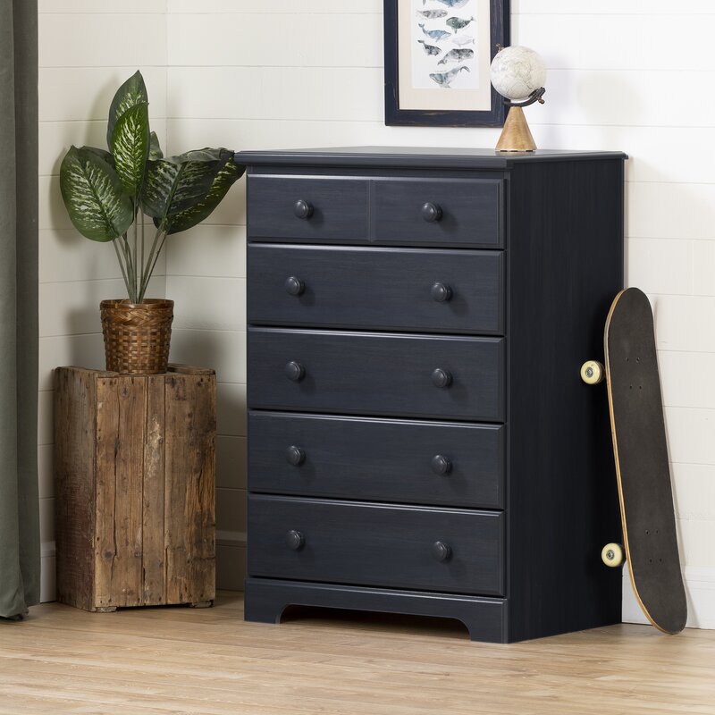 Blueberry Northampt 29.75'' Wide 5 - Drawer Chest Showcasing Five Drawers with Metal Glides