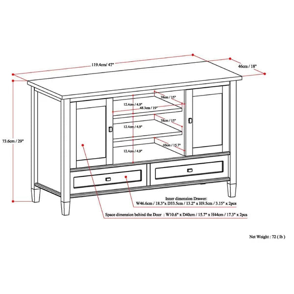 Nortonville Solid Wood TV Stand for TVs up to 50" Adjustable Shelves Provide Storage Space