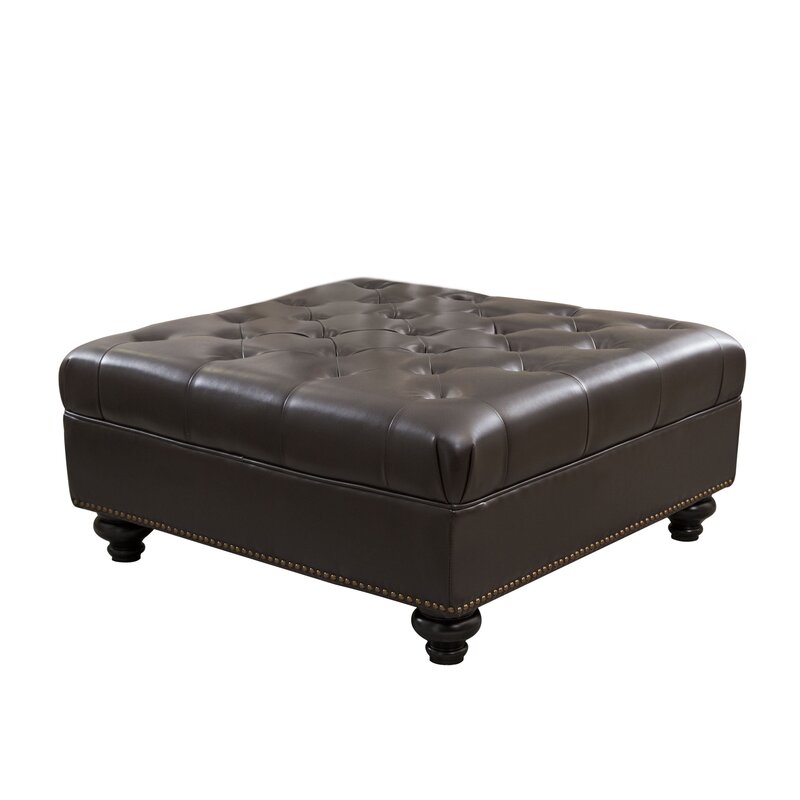 Novak 38.2 Wide Faux Leather Tufted Square Cocktail Ottoman