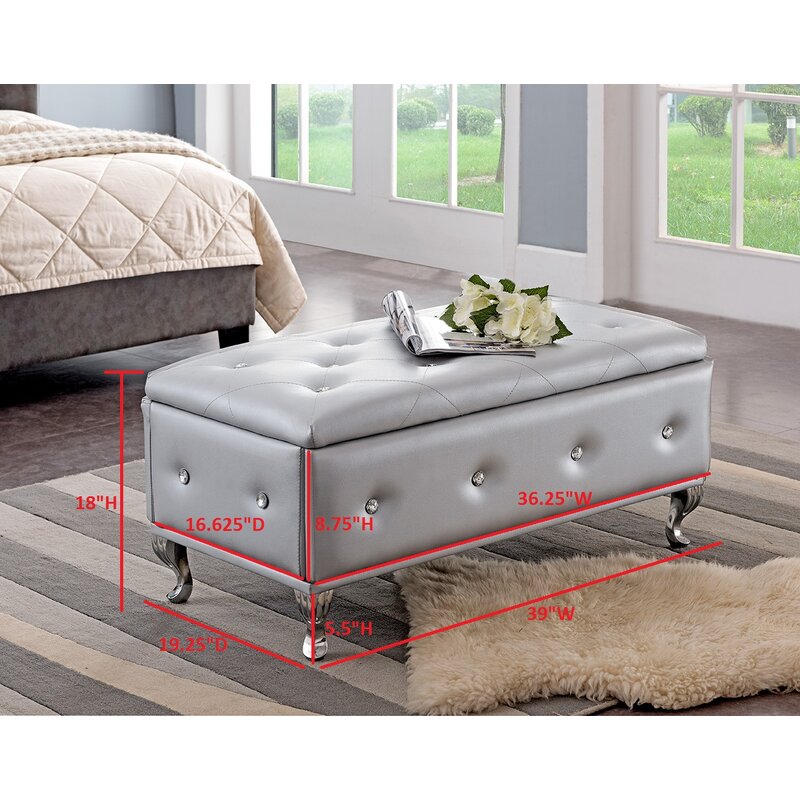 Novotny Upholstered Storage Bench Elegant Extra Seating