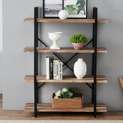 (4 Shelves) 55” H x 41” W x 13” D Etagere Bookcase Making your Living Room, Office, or Sturdy As Fashionable Storage and Display Space