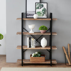 (4 Shelves) 55” H x 41” W x 13” D Etagere Bookcase Making your Living Room, Office, or Sturdy As Fashionable Storage and Display Space