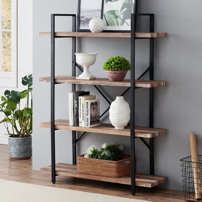 (4 Shelves) 55” H x 41” W x 13” D Etagere Bookcase Making your Living Room, Office, or Sturdy As Fashionable Storage and Display Space