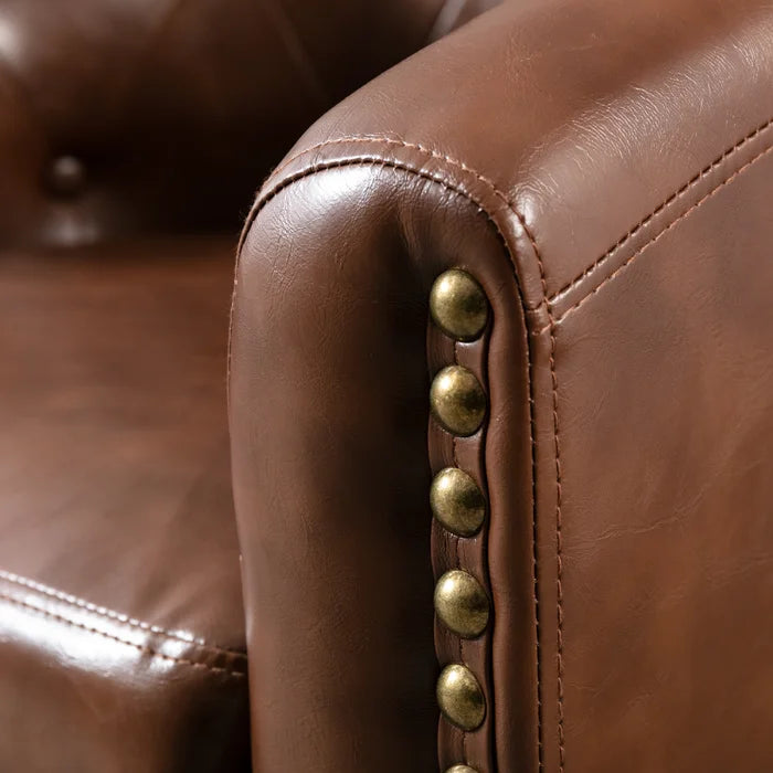 Dark Brown 28.6'' Wide Tufted Barrel Chair Curved Edges Provide Comfortable Seat