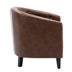 Dark Brown 28.6'' Wide Tufted Barrel Chair Curved Edges Provide Comfortable Seat